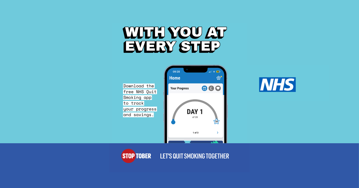 With you at every step. Let's quit smoking together. NHS logo