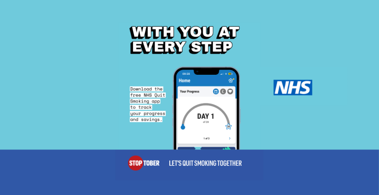 With you at every step. Let's quit smoking together. NHS logo