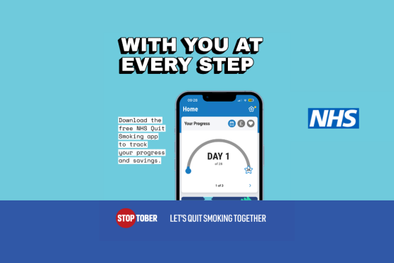 With you at every step. Let's quit smoking together. NHS logo
