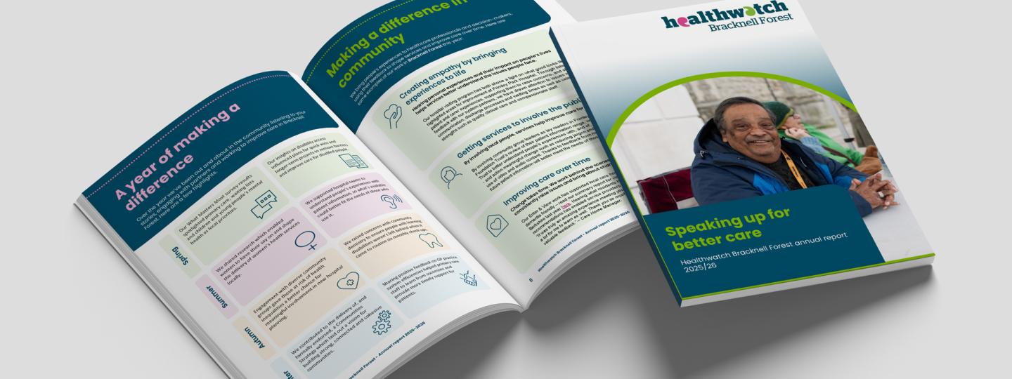 Mock up of the annual report includes a front page and 2 inner pages