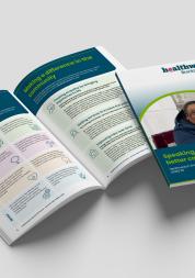 Mock up of the annual report includes a front page and 2 inner pages